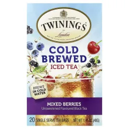 Twinings, холодный чай со льдом, черный чай, без сахара, со вкусом ягод, 20 порционных чайных пакетиков, 40 г (1,41 унции)
