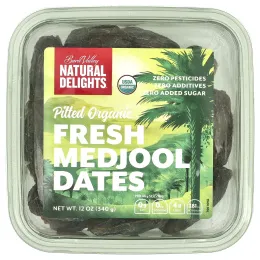 Natural Delights, Органические свежие финики со средним вкусом без косточек, 340 г (12 унций)