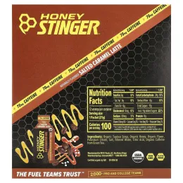 Honey Stinger, гель с кофеином, латте с соленой карамелью, 12 пакетиков по 31 г (1,1 унции)