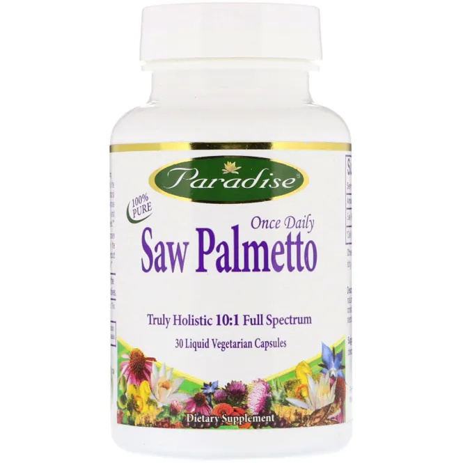 Paradise Herbs, Once Daily Saw Palmetto, 30 Liquid Vegetarian Capsules