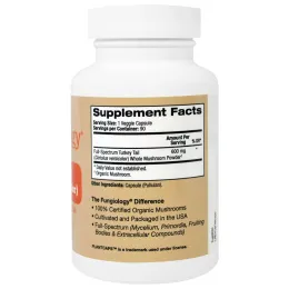 Fungiology, Траметес разноцветный полного спектра (Coriolus Versicolor), сертифицированный органический, поддержка клеток, 90 Plantcaps (Discontinued Item)