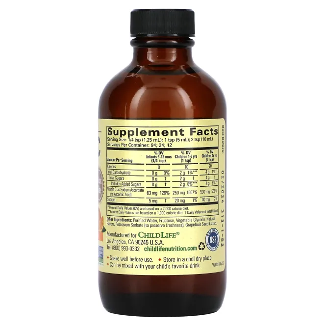 ChildLife Жидкий витамин C с апельсиновым вкусом, 4 жидкие унции (118,5 мл)