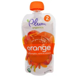 Plum Organics, Ешьте Ваши Цвета: Оранжевый - Персик, Тыква, Морковь и Корица, 3,5 унции (99 г)