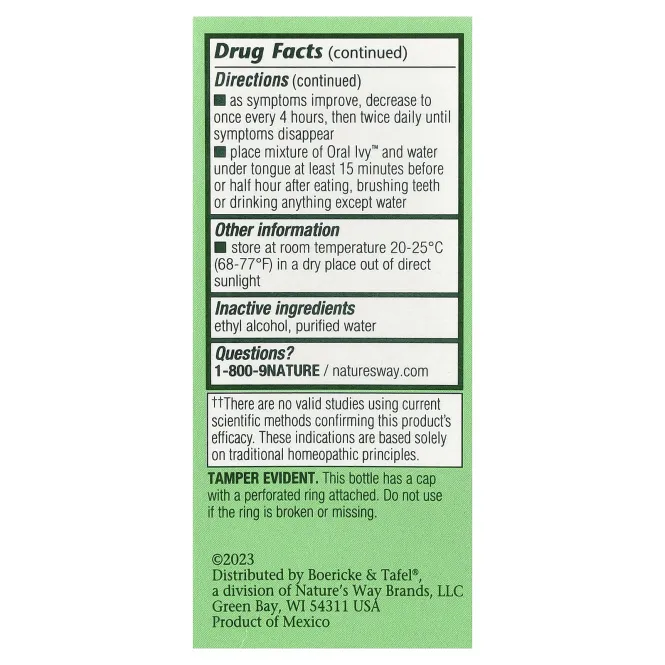Boericke And Tafel, Oral Ivy 1 жидкая унция