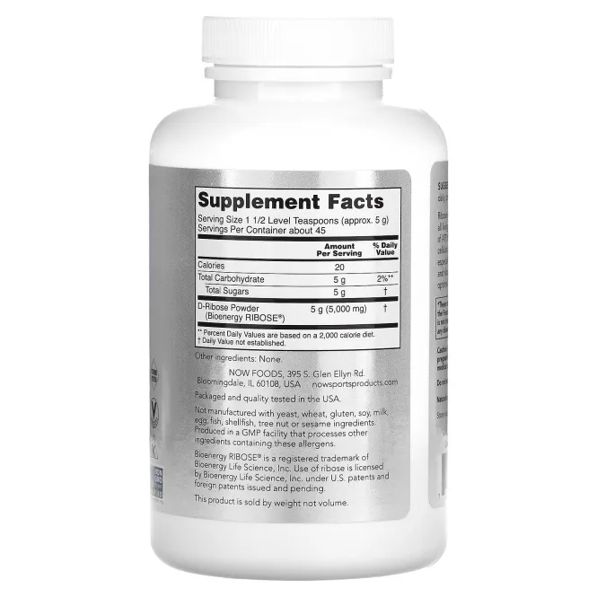 Now Foods, D-рибоза порошок 227 г