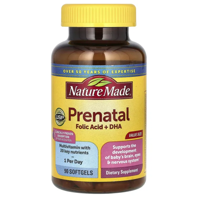 Nature Made, Prenatal Multi + DHA(ДГК), 90 капсул