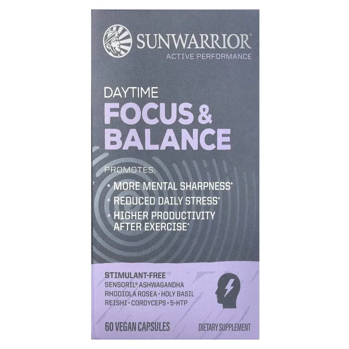 Sunwarrior, Daytime Focus & Balance, 60 веганских капсул