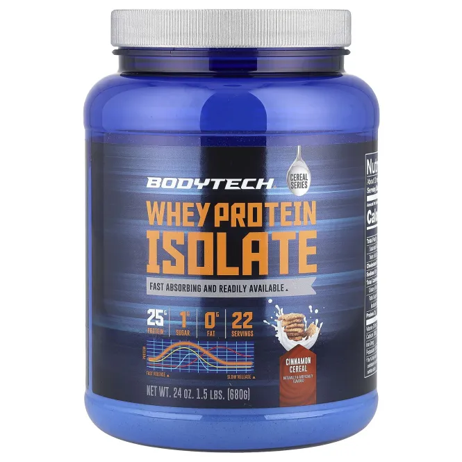 BodyTech, Изолят сывороточного протеина, хлопья с корицей, 680 г (1,5 фунта)