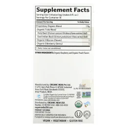 Organic India, Tulsi, Raspberry Peach, Caffeine Free, 18 Infusion Bags, 1.21 oz (34.2 g)