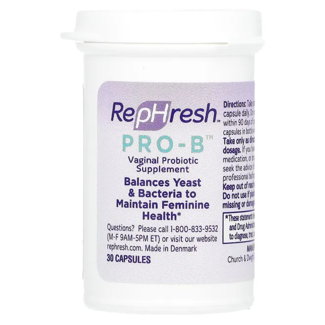 Rephresh, Pro-B, вагинальная добавка с пробиотиками, 30 капсул