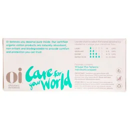 Oi, Тампоны из органического хлопка, Без аппликатора, Супер плюс, 16 тампонов