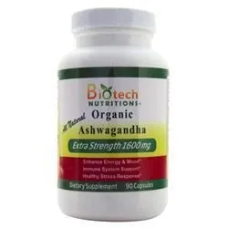 Biotech Nutritions, Органическая Ашваганда - Экстра дозировка 90 капсул