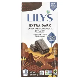 Lily's Sweets, Плитка темного шоколада с 70% какао, экстра темный, 80 г (2,8 унции)