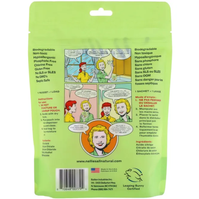 Nellie's, Полностью натуральные, наггетсы для автоматических посудомоечных машин, 24 наггетса, 430 г