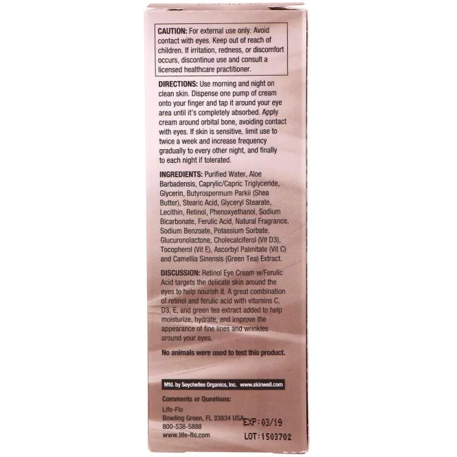 Life-flo, Крем для кожи вокруг глаз с ретинолом и феруловой кислотой, 1.7 ж. унц.(50 мл)