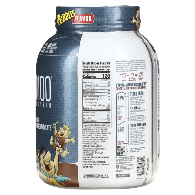 Dymatize, ISO100, гидролизованный 100% изолят сывороточного протеина, со вкусом какао, 1,37 кг (3 фунта)