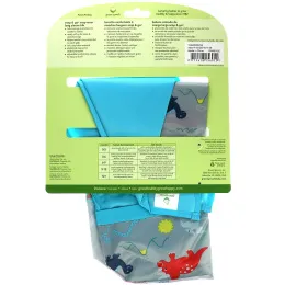 Green Sprouts, Нагрудник с длинным рукавом Snap & Go Easy Wear, для детей от 12 до 24 месяцев, Aqua Dinosaur, 1 штука