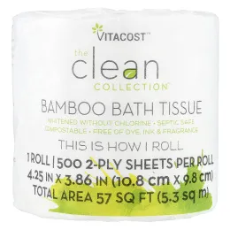 Vitacost, The Clean Collection™, Bamboo Bath Tissue, 1 Roll