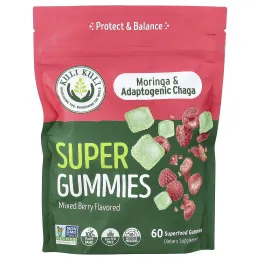 Kuli Kuli, Super Gummies, моринга и адаптогенная чага, ягодное ассорти, 60 жевательных мармеладок