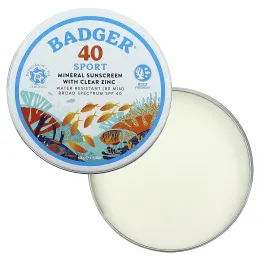 Badger Company, Солнцезащитный крем с прозрачным цинком, SPF40, без запаха, 68 г (2,4 унции)