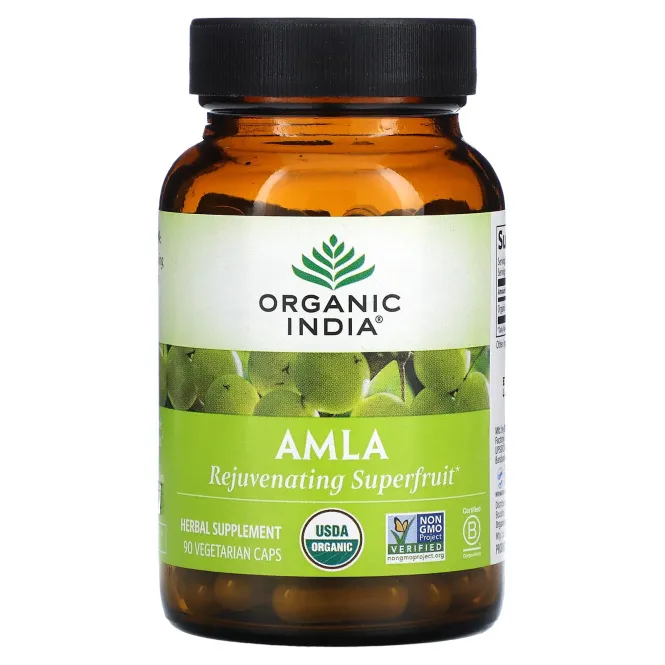 Organic India, амла, 90 вегетарианских капсул