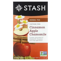 Stash Tea, травяной чай, корица, яблоко и ромашка, без кофеина, 20 чайных пакетиков, 40 г (1,4 унции)