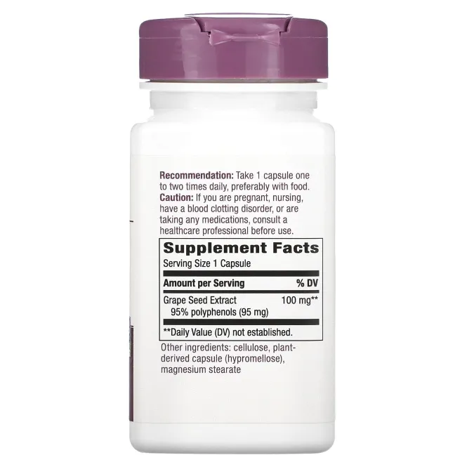 Nature's Way, Виноградная косточка, cтандартизованный экстракт, 60 вегетарианских капсул. Капсулы