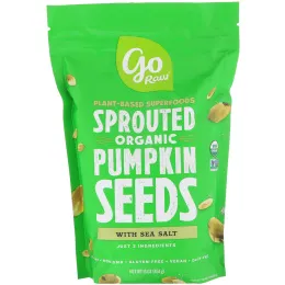 Go Raw, Органические, пророщенные семена тыквы с морской солью, 16 унц. (454 г)