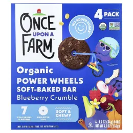 Once Upon A Farm, Organic Power Circles, мягкий запеченный батончик, крошка из голубики, 4 батончика по 34 г (1,2 унции)