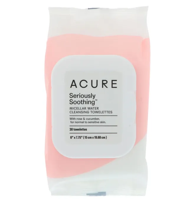 Acure, Seriously Soothing, чистящие салфетки с мицеллярной водой, 30 салфеток