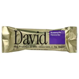 David Protein, Protein Bar, Blueberry Pie, 12 Bars, 2.19 oz (62 g) Each