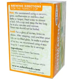 Eden Foods, Органический чай геммайча, зеленый чай с коричневым рисом, 16 чайных пакетиков 1.01 унций (29 г)