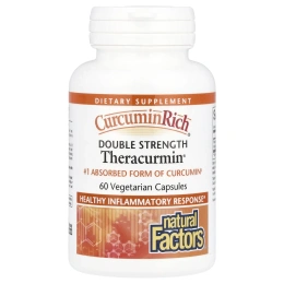CurcuminRich Theracurmin Куркумин Natural Factors двойной силы, 60 растительных капсул
